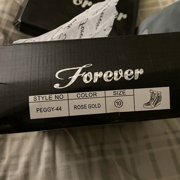 Forever Link Women's Fashion Glitter High Top Lace Up Wedge Sneaker Shoes - Picture 7 of 7